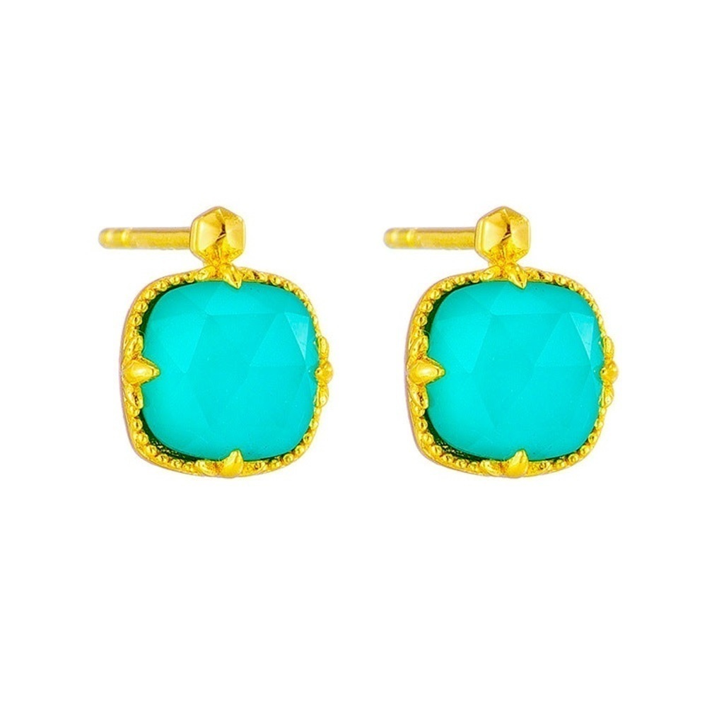 SALE 🔥 Natural Turquoise Doublet Gemstone Birthstone Earrings - NEW - Picture 2 of 5